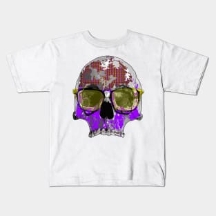 Royal purple skull with glasses Kids T-Shirt